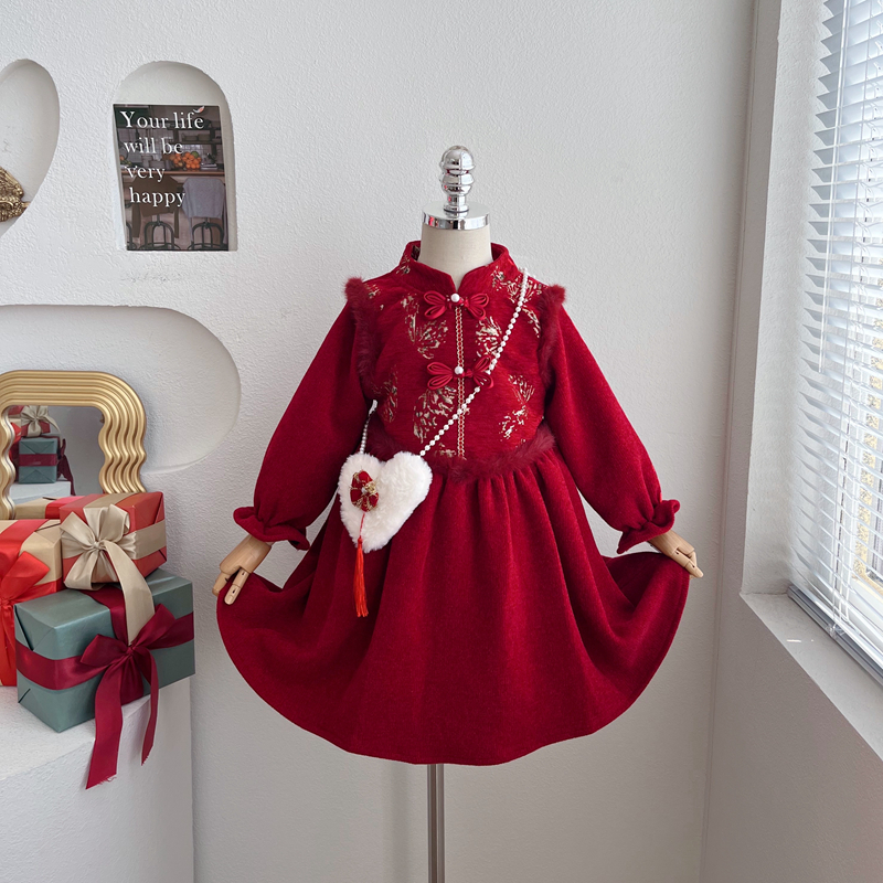 新款儿童冬装中国风连衣裙