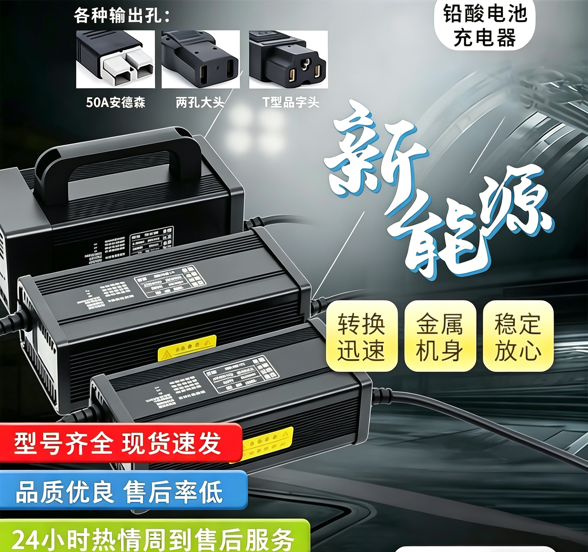 新能源电动三四轮车叉车12V48V60V72V铅酸电池大功率充电器10A15A