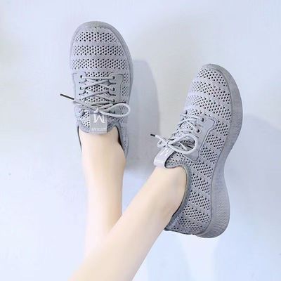 女士网鞋黑色防滑厨房工作鞋防滑软底休闲透气鞋平底网面百搭跳舞