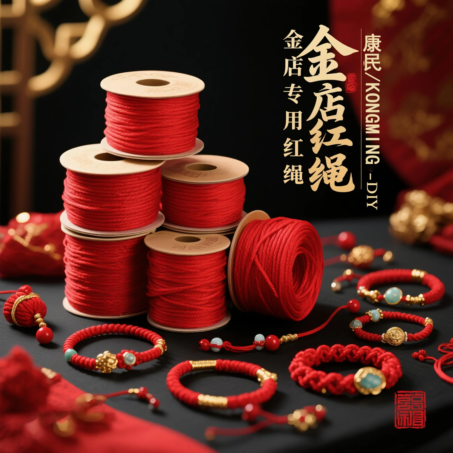 红绳编织绳手编线手工DIY编绳线红手绳编织线红线绳玉线手链绳子