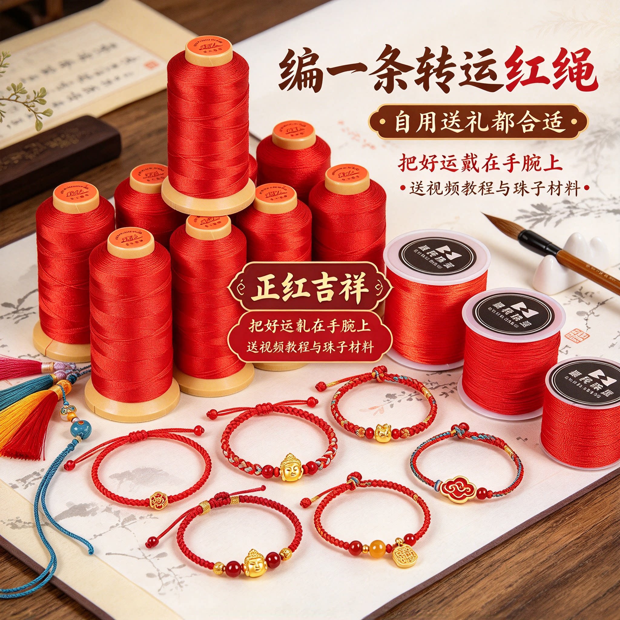 红绳编织绳手链绳编绳线中国结线绳编织手绳线红线绳玉线股线绳子