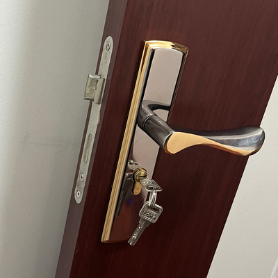卧室门锁室内家用通用型房门木门锁具金色免改孔可调节门把手手柄