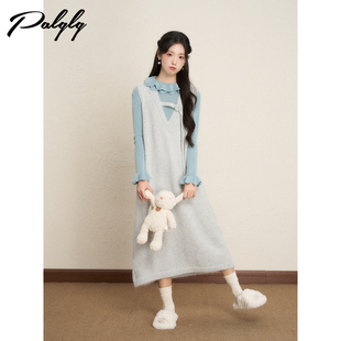 套装 慵懒风法式 背心连衣裙两件套女秋冬装 Palglg设计感小众针织衫