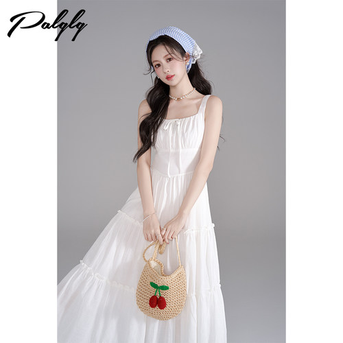 法式绝美初恋裙背带连衣裙女夏