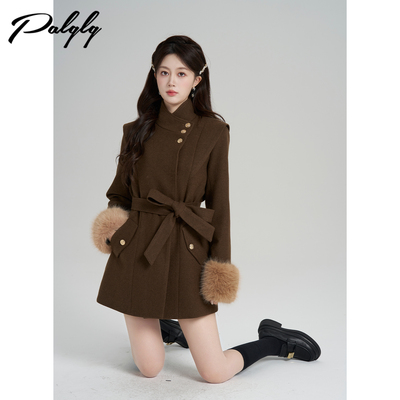 法式复古立领毛呢外套女冬季高级