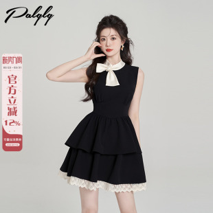 小香风a字公主蛋糕裙子 2026年新款 法式 富家千金黑色连衣裙女夏季