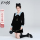 冬季 法式 娃娃领黑色丝绒连衣裙女爆款 赫本千金风气质生日裙小礼裙
