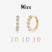 Mixx靡诗925纯银星光线条系列波光小耳圈3色可选基础日常百搭