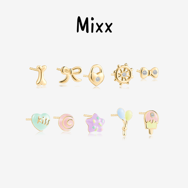 Mixx靡诗纯银女浅春系蛋糕耳钉