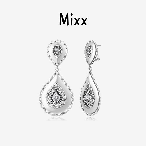 Mixx靡诗繁花系列双水滴耳环耳钉轻奢高级感耳针S925银波西风