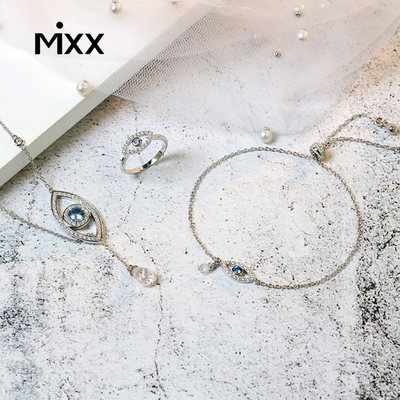 mixx银小众轻奢眼睛元素项链戒指