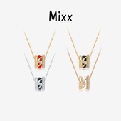 Mixx靡诗精致通勤925纯银蛇纹永恒转运珠幸运轮项链百搭款