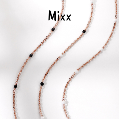 Mixx靡诗925纯银女黑白调系列简约波波球冷珐琅网球项链锁骨链
