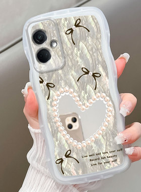 高级感仙贝带镜子适用OPPOK11手机壳透明波浪oppok7新款A8保护套K9x网红爆款A53 5G女款R11s软A57 5G小众