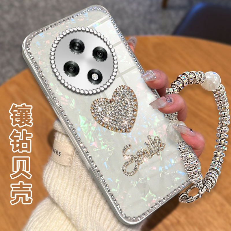 高级爱心闪钻贝壳适用OPPOA3 5G手机壳网红A2x水钻A5新款A6防摔A6GT全包A93夏天A36新品A57 硅胶A2/2026年A2m