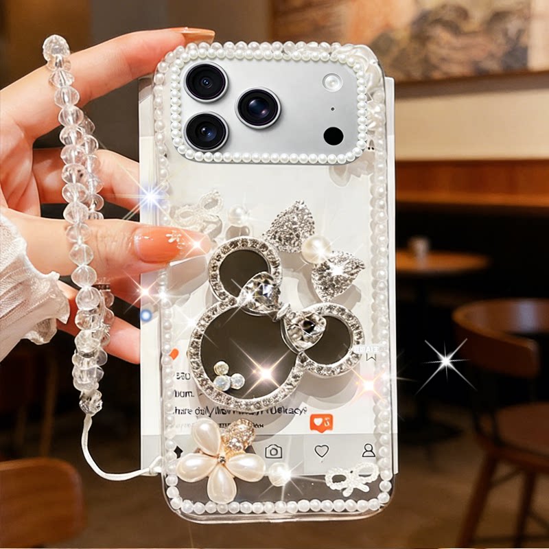 春天新款清新化妆镜适用苹果iPhone17Promax手机壳外壳12防摔12保护套16全包6SPLus奢华14Plus奢华15上档次17