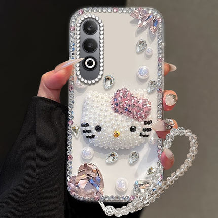 透明镶钻凯蒂猫适用OPPOK12手机壳女款Reno3元气版/2025年k1新品A58保护套3网红A1x全包8硬壳8奢华7外壳8+