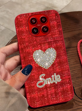 红色本命年布艺小香风适用Redmi红米Note15手机壳冬天12极速版本命年13+外壳15喜庆12结婚14春节10X 4G名媛10