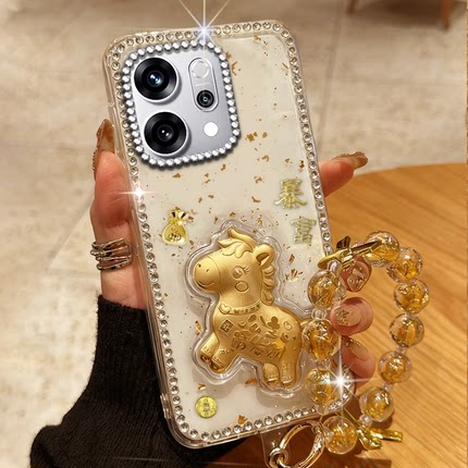 2026马年新年发财适用OPPOReno14手机壳镶钻3高级感4SE 防摔14全包7新款9喜庆RENO6PRO本命年6 春节9新品8