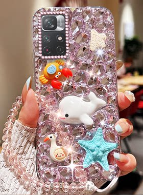透明高级感奢华满钻适用redmi红米Note11 5G手机壳新品15R镶钻turbo3软壳13+/2026年15闪钻17小众9全包8硅胶