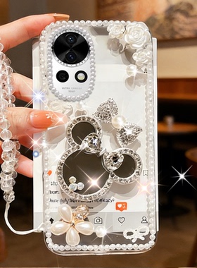 春天新款清新化妆镜适用华为nova13手机壳高级感12pro全包NOVA6SE女款12s软壳8Pro奢华9T镶钻6 5G外壳9SE奢华