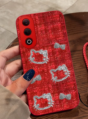 红色本命年布艺小香风适用OPPOK12手机壳过年K13s防摔k7喜庆k5结婚K13/2026年K10x春节K10名媛A5 全包A3冬天