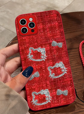 红色本命年布艺小香风适用苹果iPhone16ProMax手机壳春节8过年6sPlus喜庆16秋冬XS/2026年14Pro喜庆12保护套