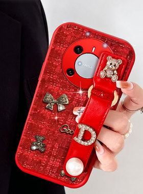 针织布艺小香风适用华为Mate70手机壳结婚荣耀90毛绒400Pro红色90硅胶GT高级感P60Art喜庆40秋冬mate30 5G