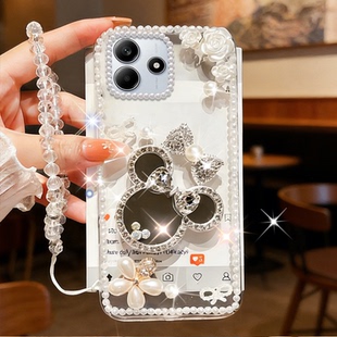 春天新款清新化妆镜适用redmi红米Note14手机壳软壳13X保护套turbo4防摔14全包12+镶钻turbo3外壳15S奢华