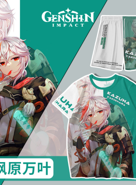 原神枫原万叶t恤短袖稻妻城红叶逐荒波印象二次周边cos痛衣服男女