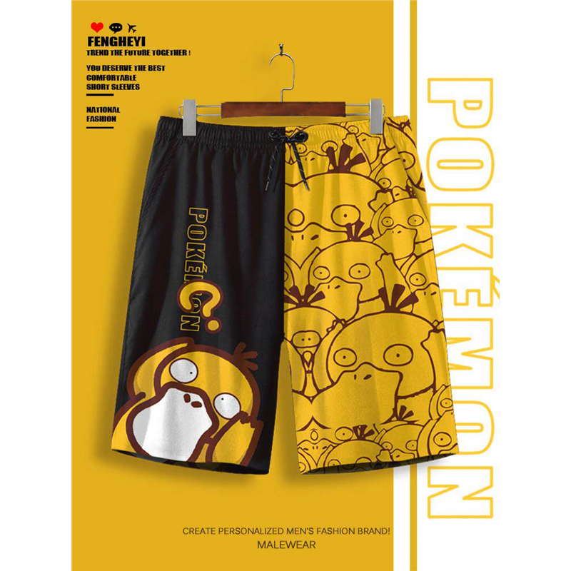 二次元短裤男卡通印花ins潮流五分裤夏季薄款大码可下水沙滩裤衩