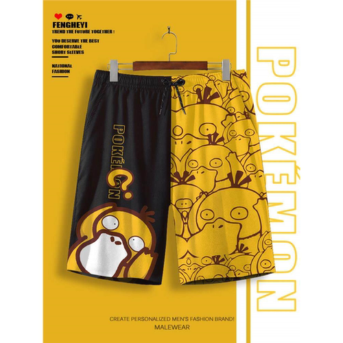 二次元短裤男卡通印花ins潮流五分裤夏季薄款大码可下水沙滩裤衩