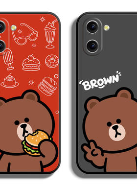 适用realme真我V20手机壳V23保护套V25全包V15防摔V13定制V11软S薄V5硅胶V3布朗熊直边个性网红潮高级液态男