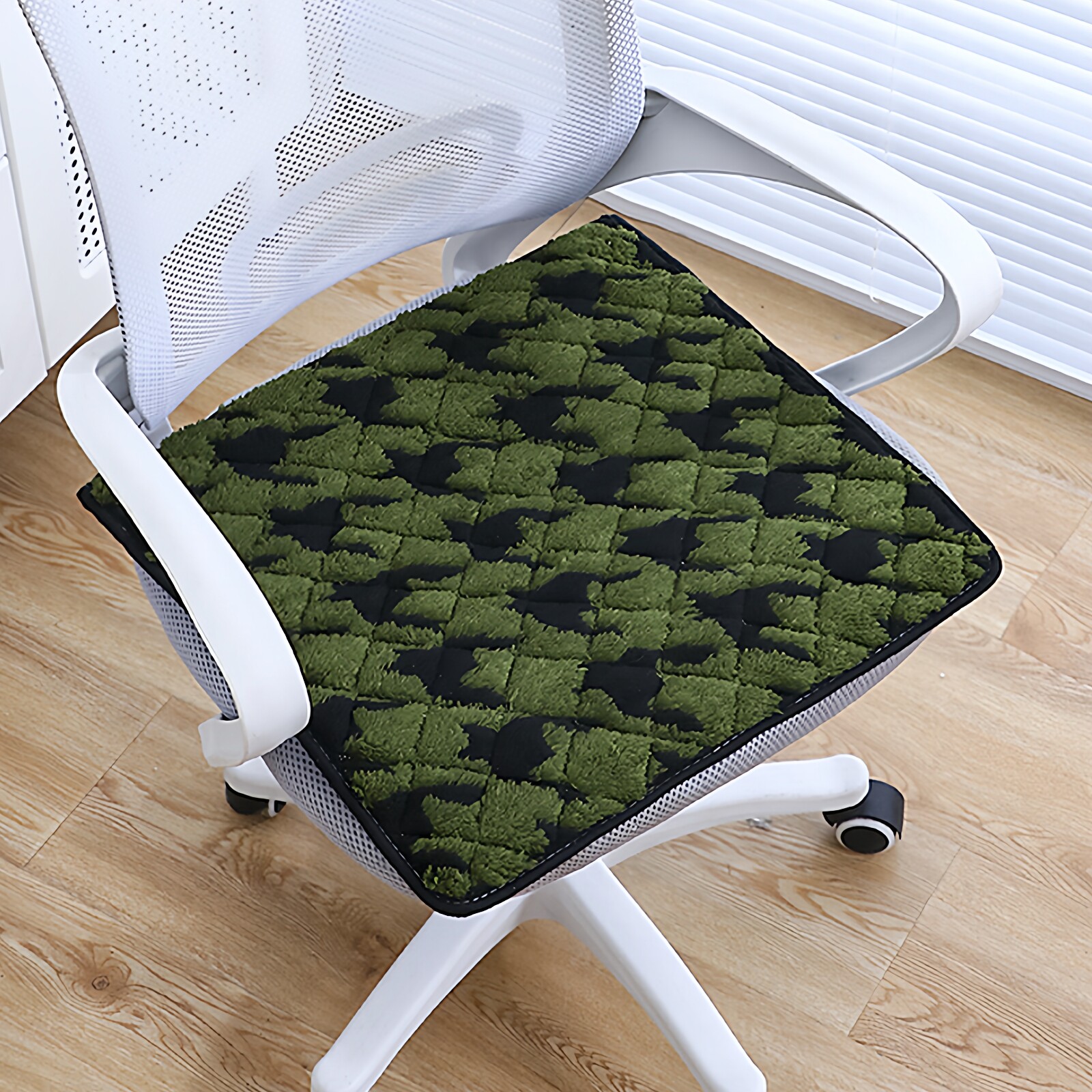 毛绒方形办公室加大带绑带椅子垫冬季加棉防滑餐椅垫客厅家用坐垫