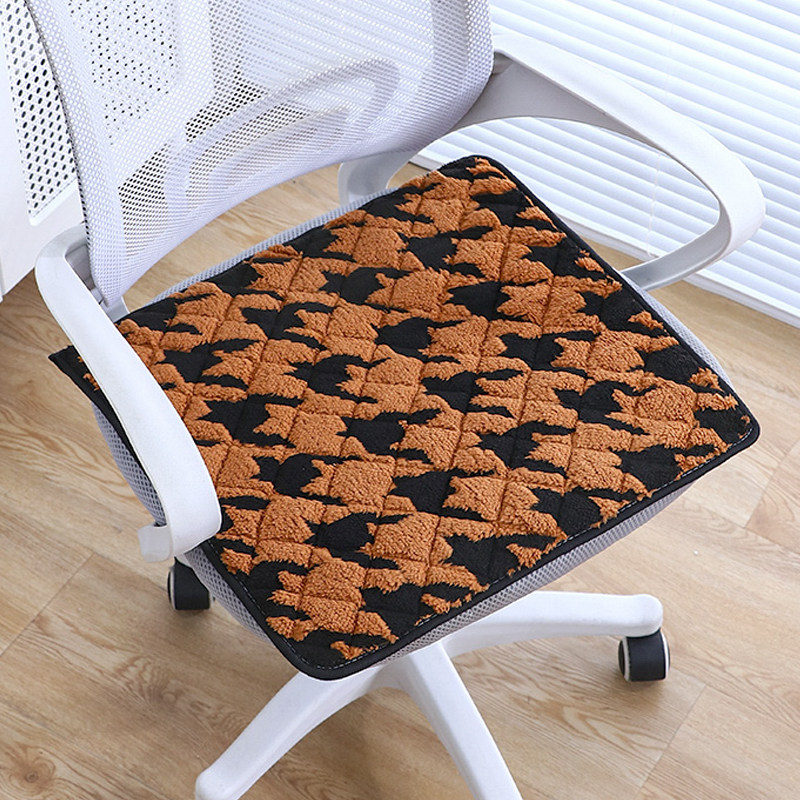 毛绒方形办公室加大带绑带椅子垫冬季加棉防滑餐椅垫客厅家用坐垫