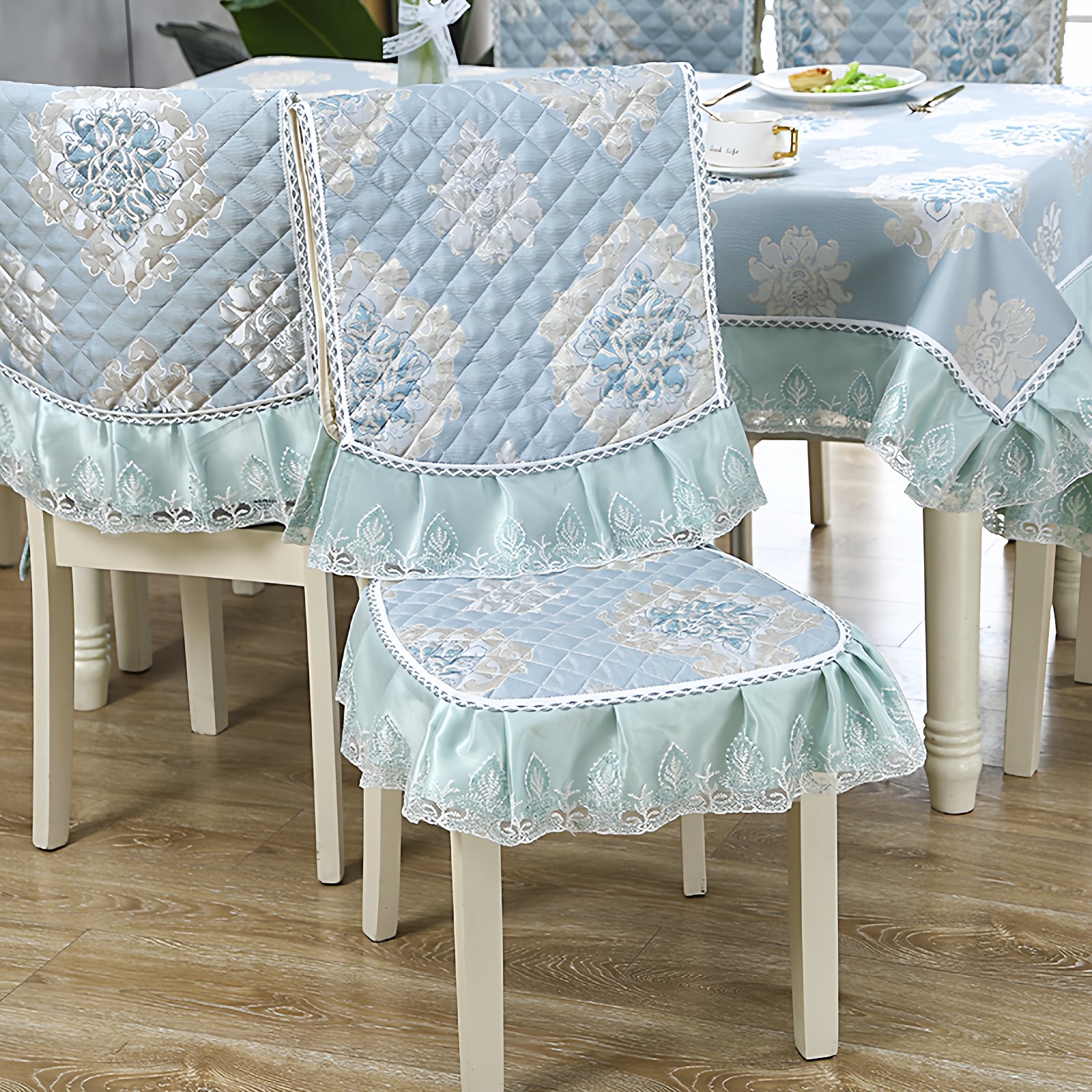 家用餐厅简约现代中式分体餐椅垫靠背套罩四季通用椅子垫椅套坐垫