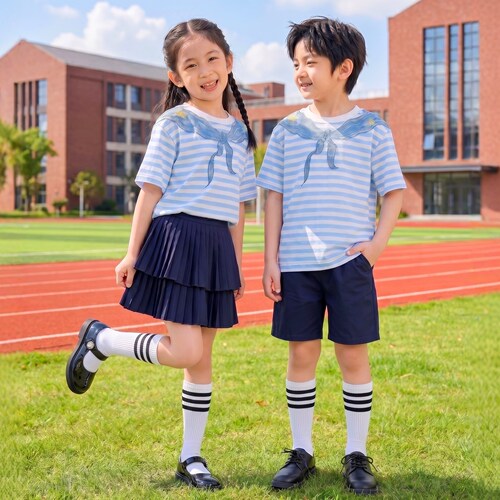 六一儿童啦啦队表演服海军风幼儿园毕业照班服小学生合唱演出服装