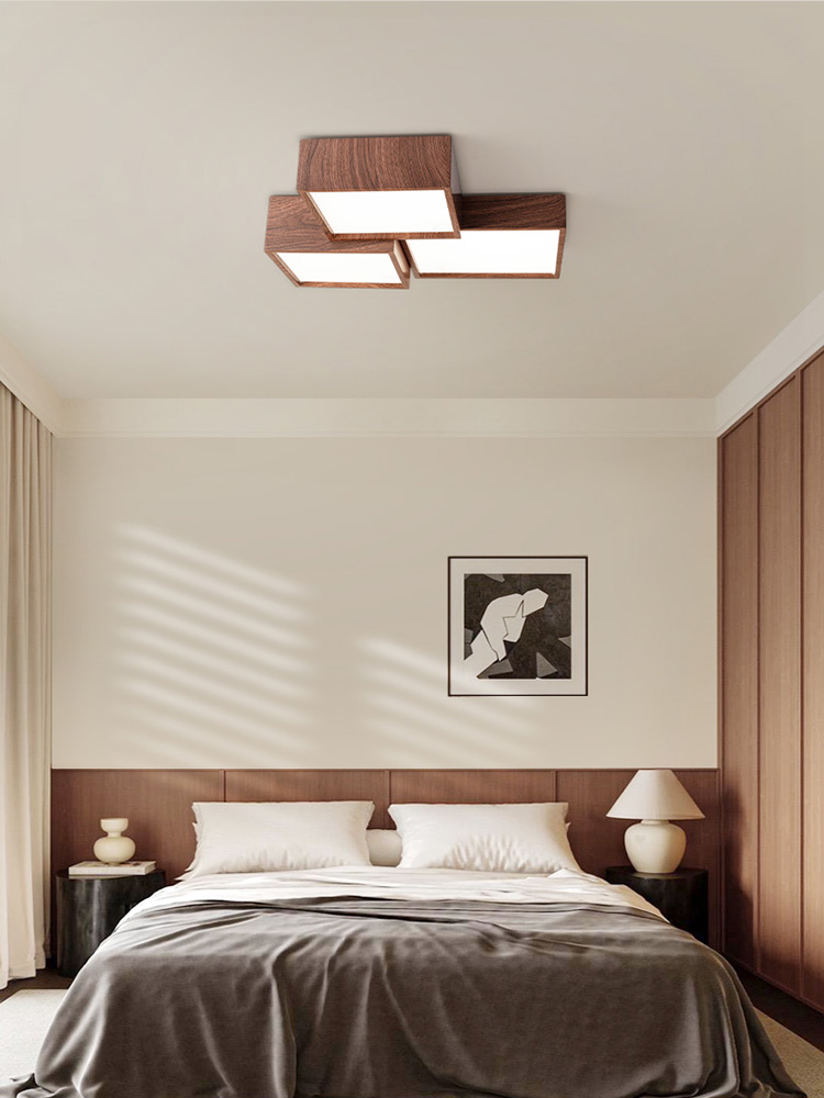 中古风卧室吸顶灯胡桃木纹覆古客厅灯具设计师日式侘寂过道阳台灯