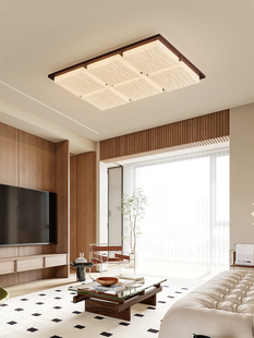 中世纪风格客厅吸顶灯Song’s Aesthetic覆古实木中山灯全屋2025