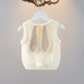 女童毛线背心小童婴幼儿卡通上衣服装 女宝宝春春季 马甲儿童春春装