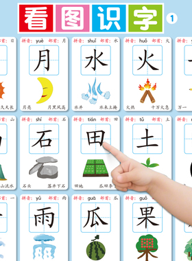 幼儿园看图识字挂图儿童宝宝趣然认字墙贴汉字表启蒙早教大字23岁