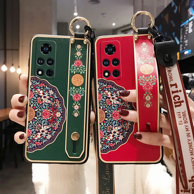 华为荣耀v40手机壳腕带honorv40pro硅胶软壳中国风女款潮牌带挂绳长短款防摔轻奢版复古风网红honor新款por男