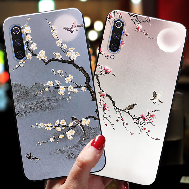 适用于小米9手机壳女米play硅胶软壳mix3全包防摔play个性创意mi9潮牌新款梅花9pro超薄磨砂浮雕cc9e潮中国风