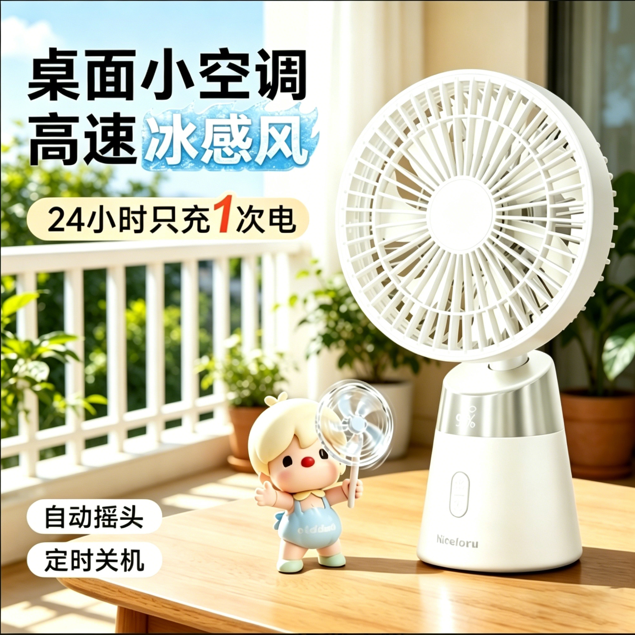 2026新款桌面小风扇静音办公室桌上usb电风扇制冷小型宿舍床上学生便携式宿舍超强力家用台式厨房无叶可摇头