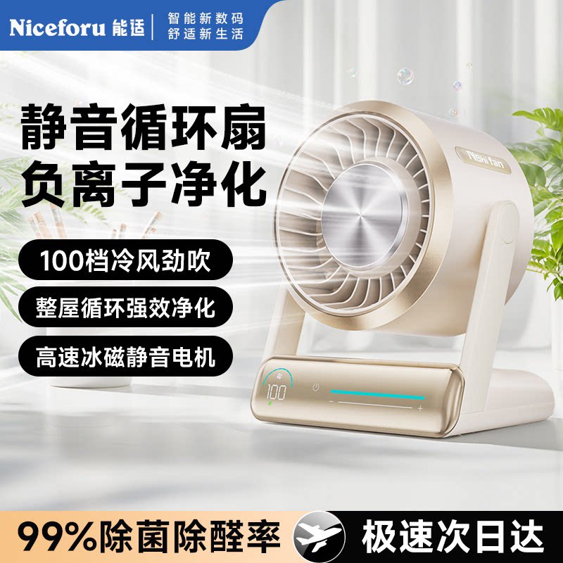 能适负离子桌面风扇小型家用大风力卧室静音办公室桌上台式电风扇