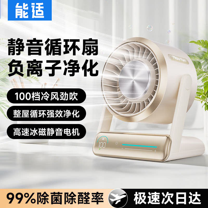 能适负离子桌面风扇小型家用大风力卧室静音办公室桌上台式电风扇