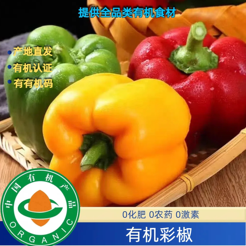 有机彩椒有机三色椒无农残农场现摘新鲜绿色蔬菜口感好有机认证