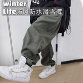 加厚滑雪裤 裤 中大童工装 防水防风山系户外软壳女童加绒男童冲锋裤