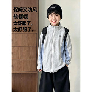2026新款儿童糯糯衣男女童保暖拉链绒衫青少年卫衣加绒外套
