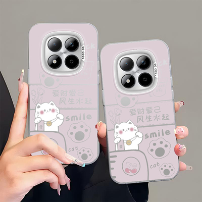 爱财爱己白猫适用红米note15pro+手机壳redmi14小米redminote13十12Turbo新款11/10/9保护套外壳12T男女Tpro